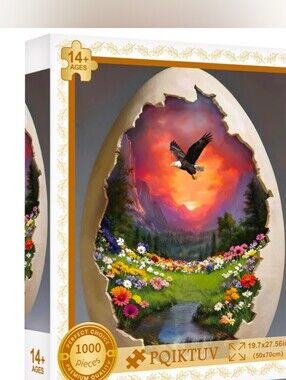 🧩 3 for $25 - NWT Inside the Eggshell 1000 Pc Puzzle Bald Eagles Over Sunset